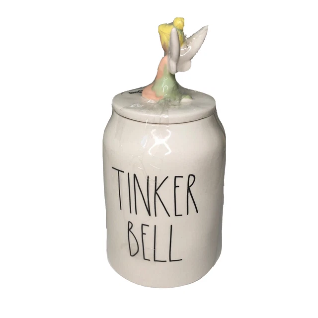 Tinkerbell Disney Rae Dunn Ceramic Canister White New Gift Magenta