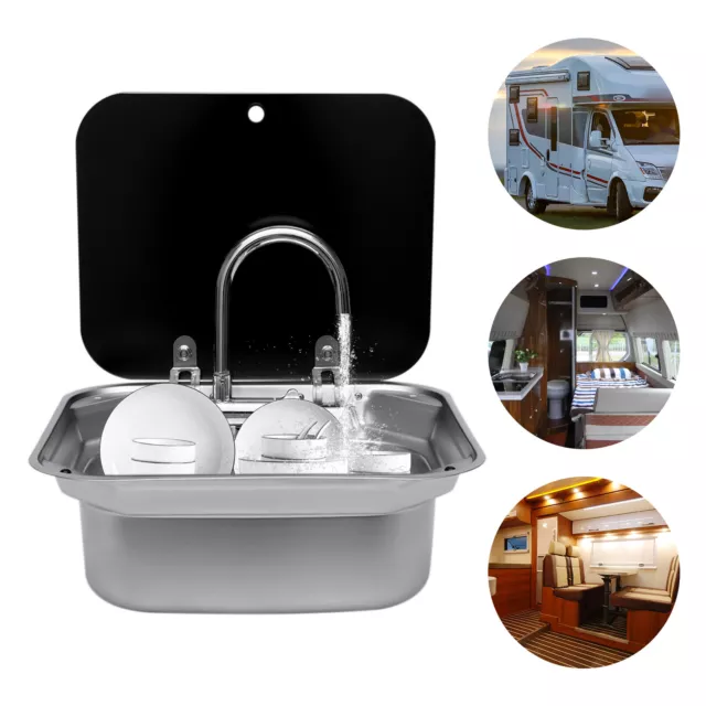 Edelstahl Spüle Bausatz Handwaschbecken Waschtisch für RV Caravan mit Wasserhahn