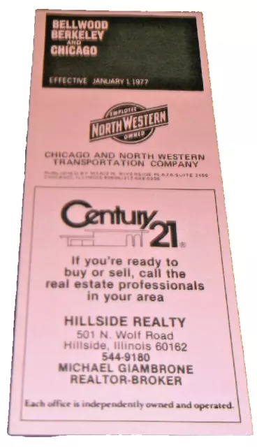 January 1977 C&Nw Chicago & North Western Bellwood Illinois Public Timetable