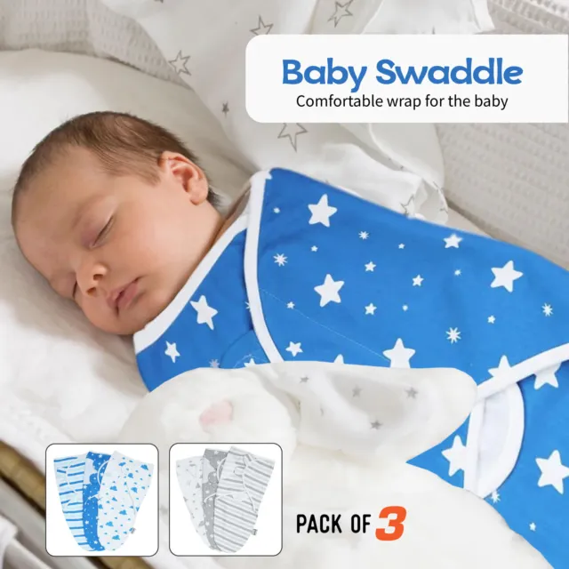 Confezione da 3 coperte per fascia neonato regolabile per dormire neonato 0-3 mesi