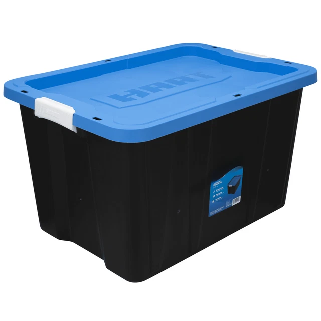 27 GALLON HEAVY Duty Latching Plastic Storage Bin Container, Black, 16
