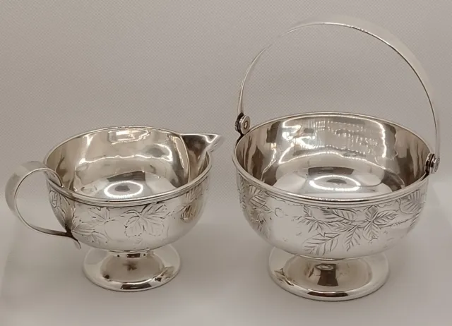 Sterling Silver AESTHETIC Gorham Gooseberries Large Sugar and Creamer 1887