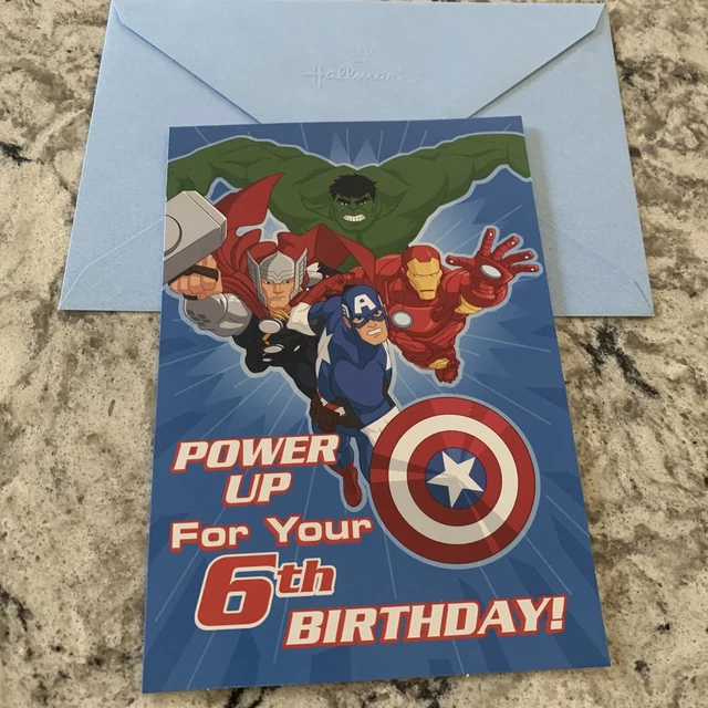 AVENGERS HAPPY 6TH Birthday Son Nephew Marvel 5”x7” Hallmark Greeting