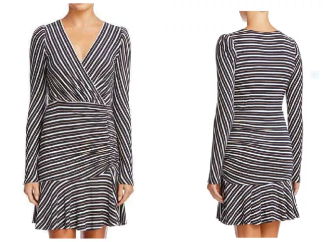 Bailey 44 Striped Twilight  Leonora V-Neck Long Sleeve Sheath Mini Dress NWT S❤️