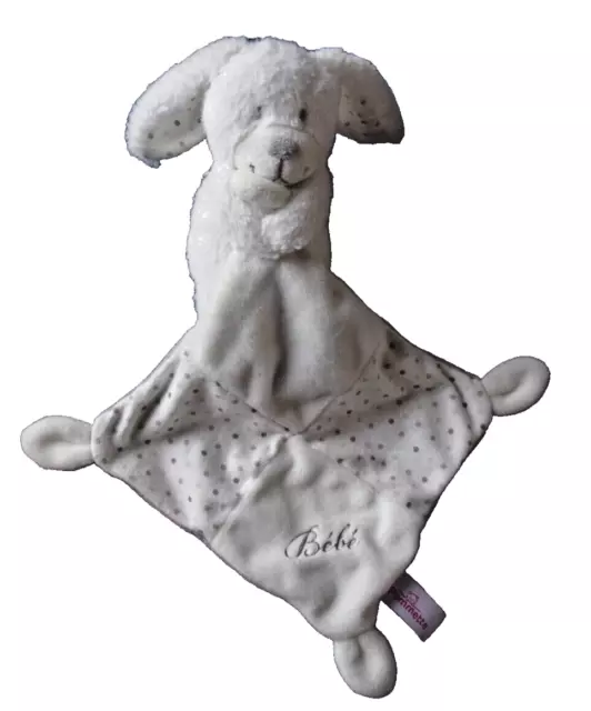 Hp/ Doudou  Mouchoir Pommette Lapin Bleu Pois Gris Beige  Quasi Neuf