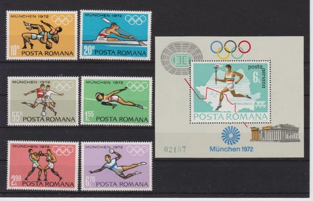 Rumänien postfrisch MiNr. 3012-3019 Block 93  Oly. Sommerspiele München 72