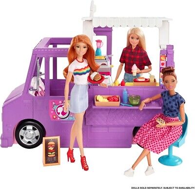 Barbie GMW07 - Food Truck Véhicule Set de Jeux Avec 30 + Pièces Accessoires