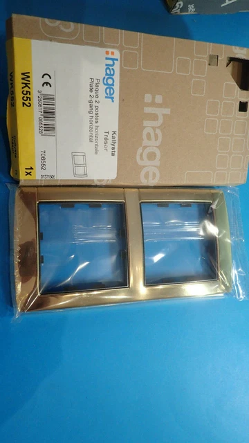 Plaque Double Horizontale Hager Kallysta Titane – WK492 – Pour Installation électrique, Finition Moderne