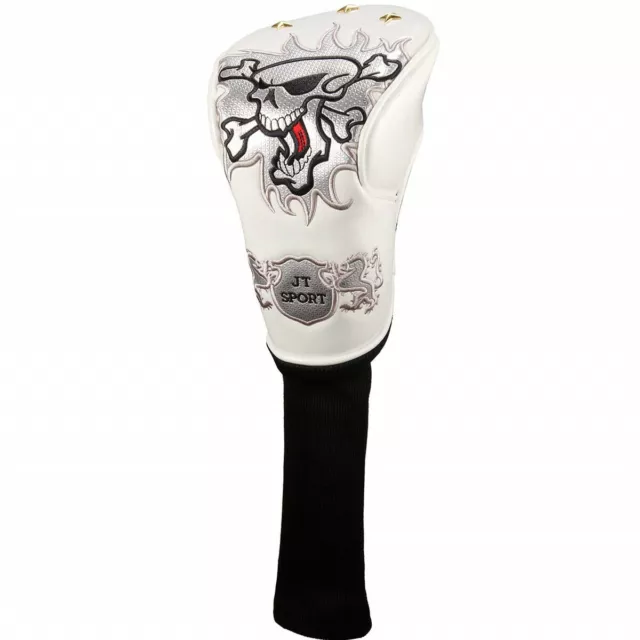 White Golf Driver Wood Headcover Skull Driver Club Protect Cover 460cc Cover #1