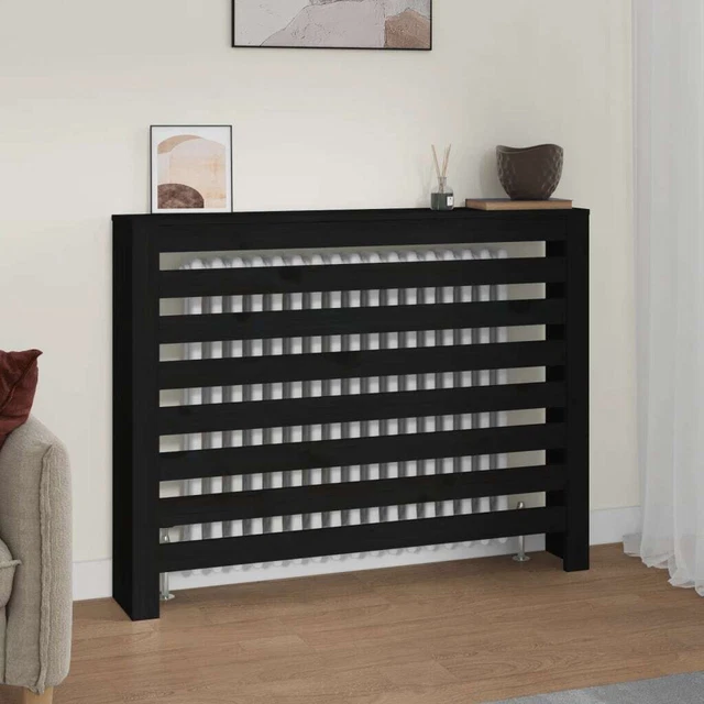 Vidaxl Copertura Termosifone Nera 108,5x19x84cm Legno Massello di Pino