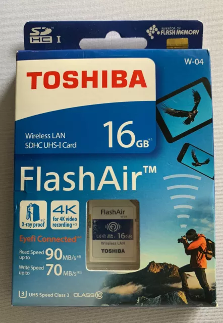 Toshiba Wireless LAN SDHC Memory Card 16GB Class10 UHS-1Flash Air SD-UWA016