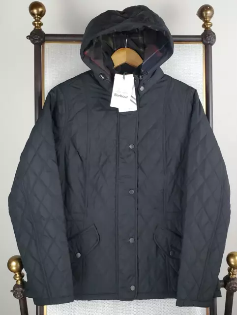 NEW $250 BARBOUR Womens Size Large (12) Jacket Black Quilted Millfire Insulated 3