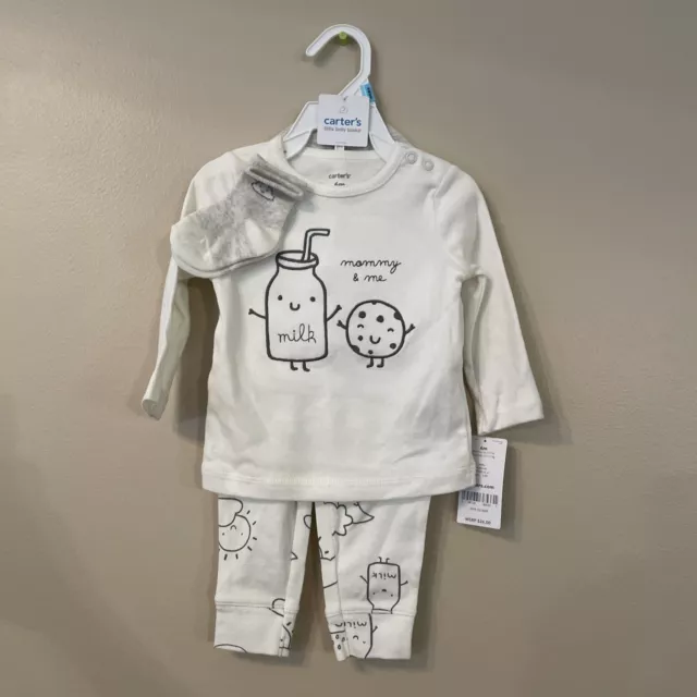 Baby Boy Carters White 2-Piece Pants/Shirt Size 6 Months NWT 86