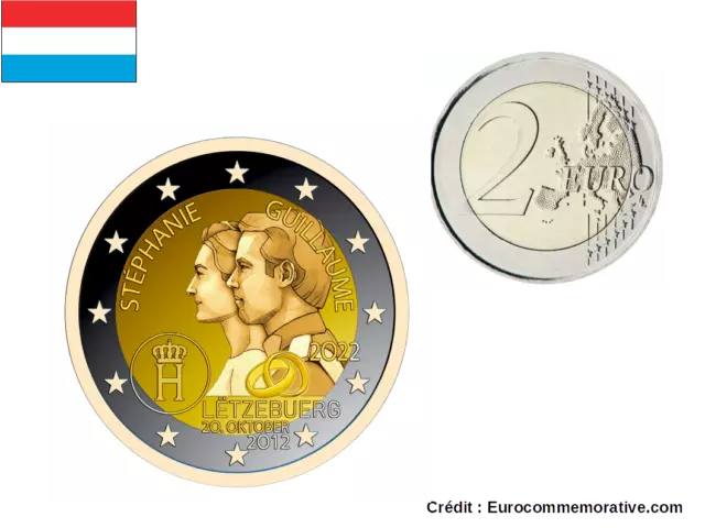 2 Euros Commémorative Luxembourg 2022 Mariage UNC