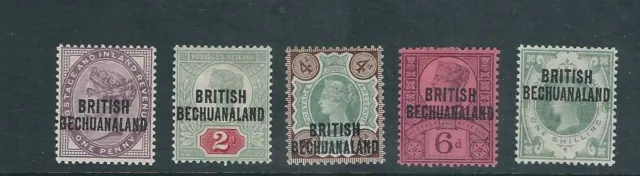 BRITISH BECHUANALAND 1891-94 overprint set of 5 (Scott 33-37) F/VF MLH/MH ZX