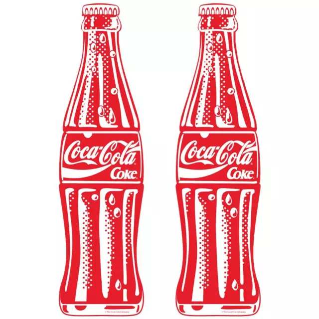 Coca-Cola 2 Bottles Red Vinyl Sticker Sheet Pop Art Officially Licensed USA Coke