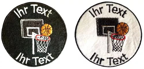 Basketball Aufnäher mit Wunschtext Basketballkorb Patch 8cm (59-1)