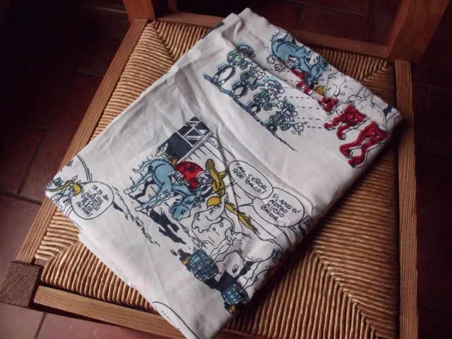 Coupon De Tissu Vintage Lucky Luke - Dimensions 40 X 77 Cm - Tissu Polyester/coton - Lavé, En Parfait état