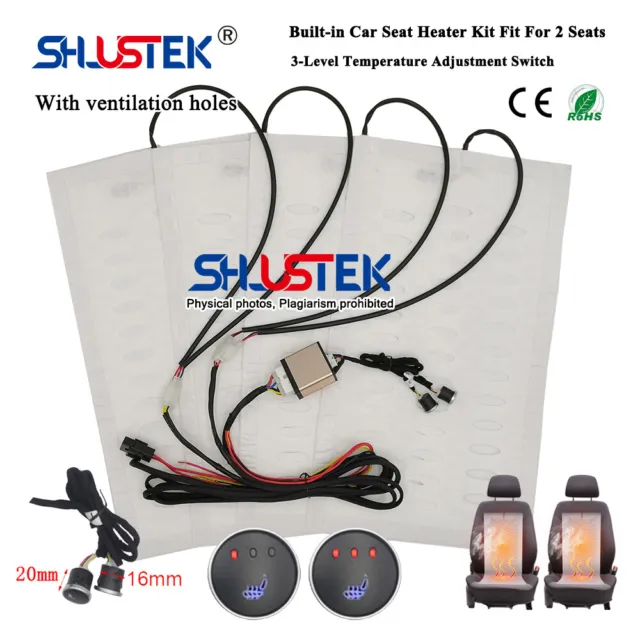 Universal Car Seat Heater Kit Fit 2 Seats Car Seat Heating Pad 12V 3Level Switch