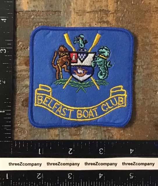 Vintage BELFAST BOAT CLUB Emblem Crest Patch Ireland Blue