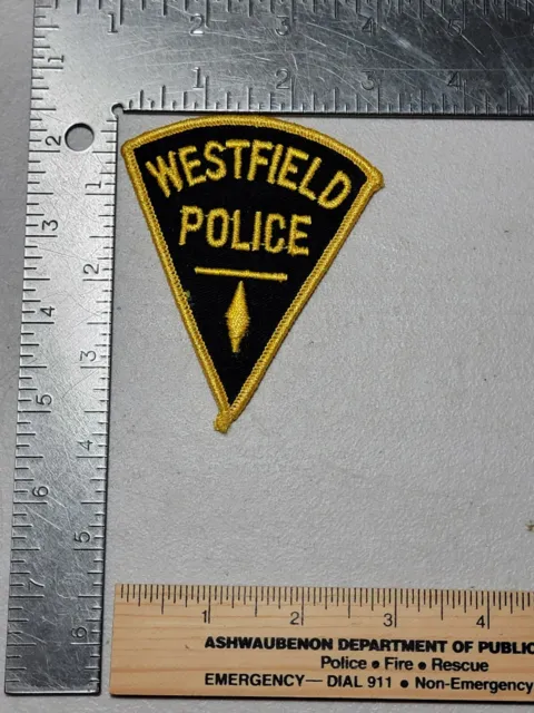 LE9B3 Police patch Massachusetts Westfield triangle  pie shape