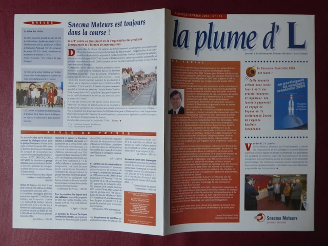 Journal Snecma Moteurs Evry Corbeil La Plume D'l 153 1-2/2004 Grts Larzac Ffa