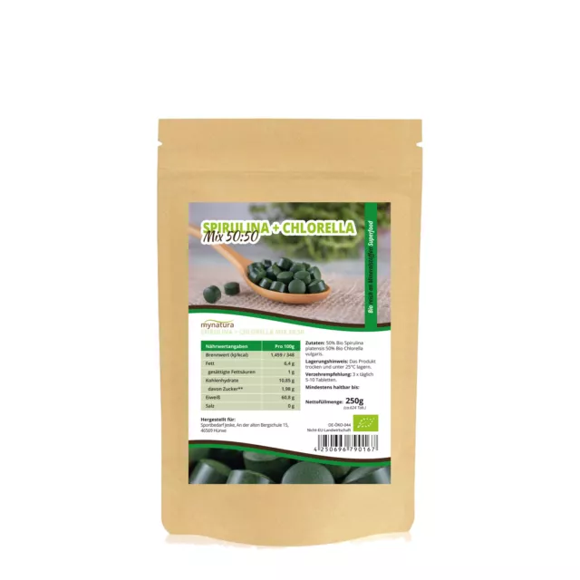 47,96€/kg Mynatur Spirulina + Chlorella Bio Algen Superfood Mix Tabletten, 250g