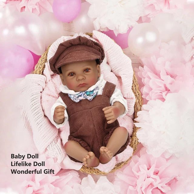 (10inch Open Eyes Black Girl) Lifelike Child Doll 10 Inch Baby Doll Safe