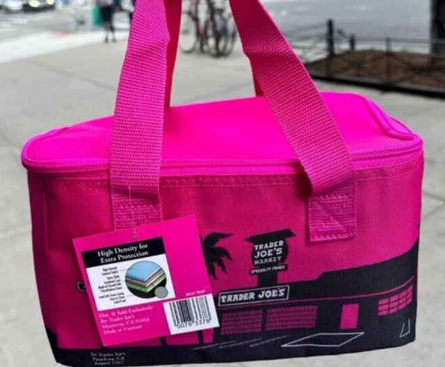 TRADER JOES INSULATED Mini Tote Lunch Box Size Bag, Pink , Limited