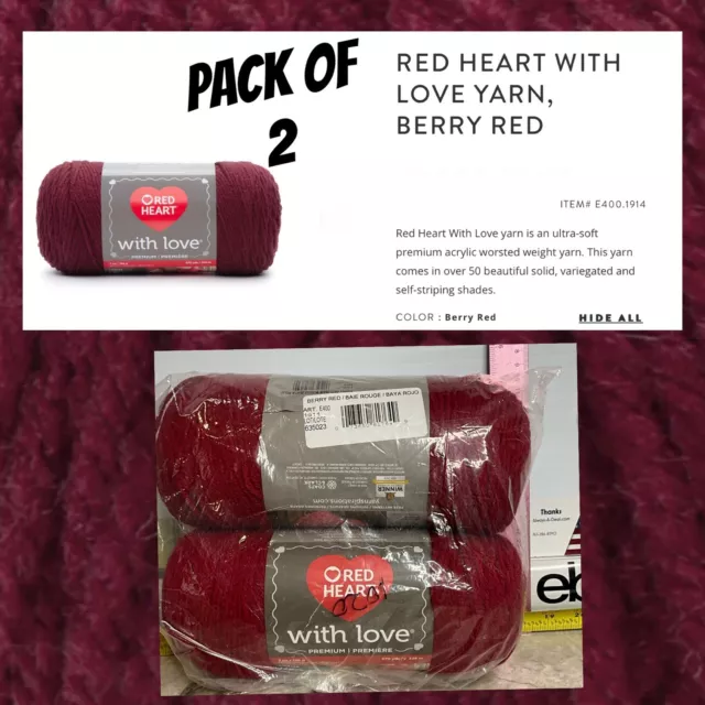 Red Heart With Love Yarn, Berry Red, 7 oz