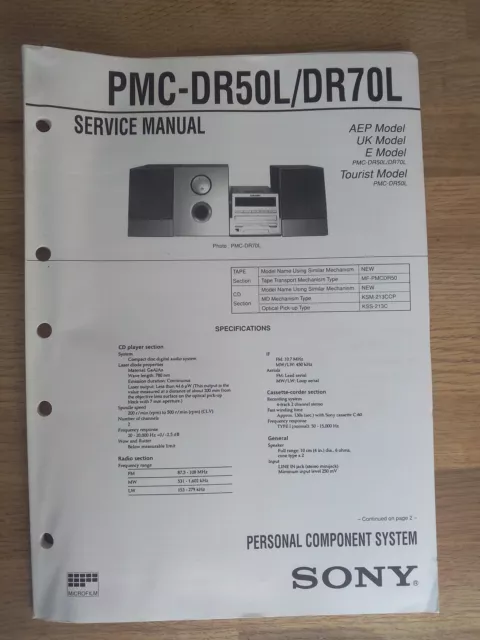 Schema SONY - Service Manual Personal Component System PMC-DR50L PMC-DR70L