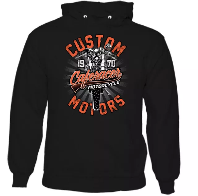 Felpa con cappuccio personalizzata Cafe Racer da uomo moto teschio moto top biker bici