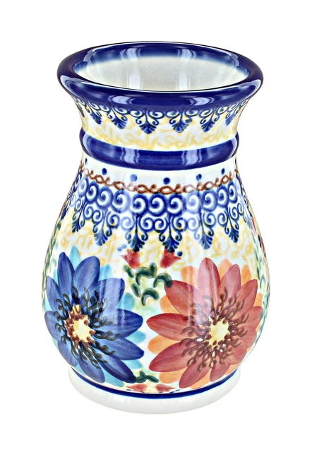 Blue Rose Polish Pottery Autumn Burst Small Vase
