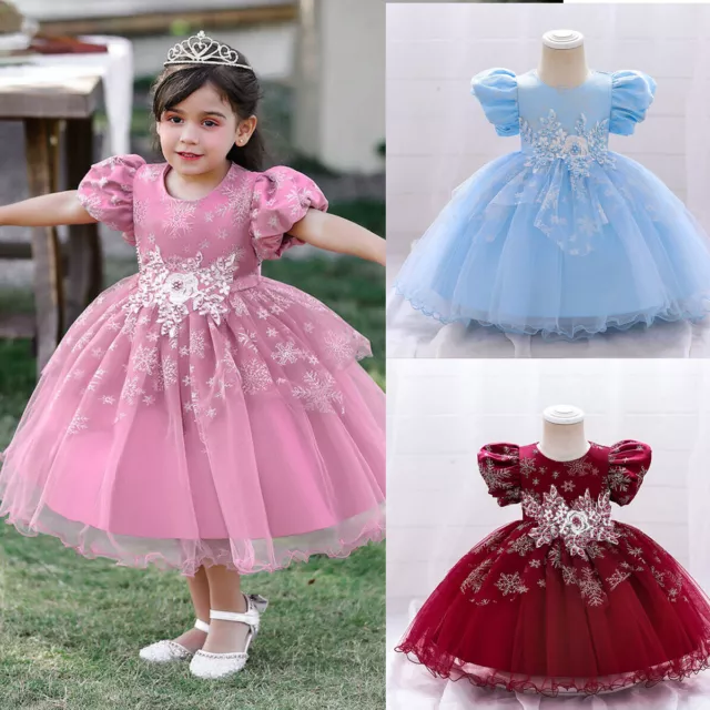 Wedding Party Flower Girls Dress Bridesmaid Pageant Princess Tutu Dresses Gown