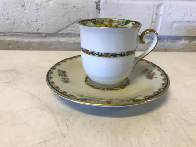 Vintage KPM German Porcelain Kingsly Pattern Cup & Saucer Floral Decoration