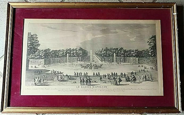 Jacques Rigaud Gravure Française du XVIII ème siècle " Le Bassin d'Apollon "