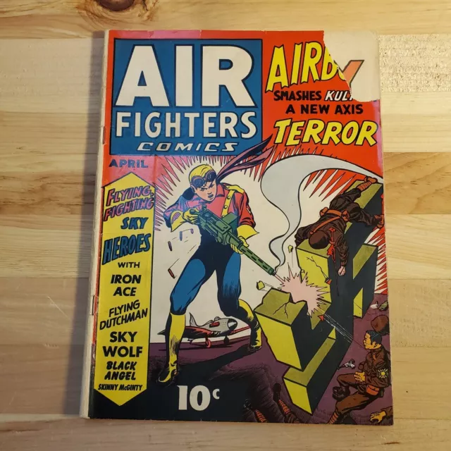 AIR FIGHTERS COMICS #7 [1943] AIRBOY WAR COVER!   HILLMAN PERIODICALS W/Tear