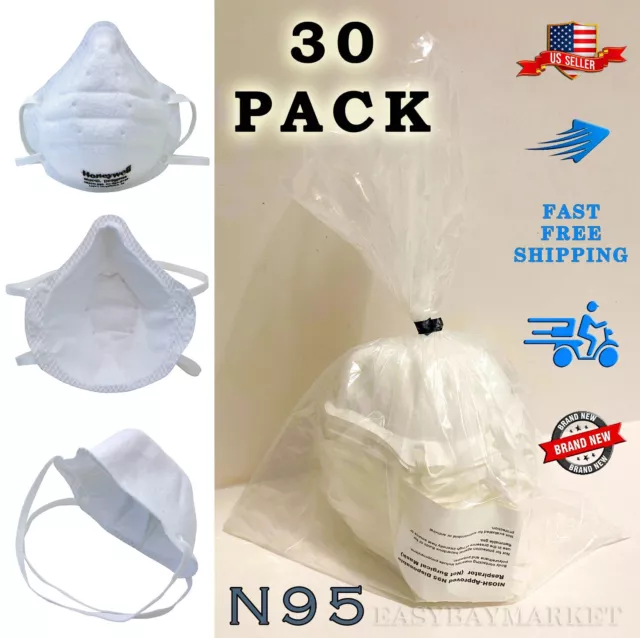 Honeywell DC300N95 Disposable Respirator N95 Face Mask NIOSH Approved White 30pk