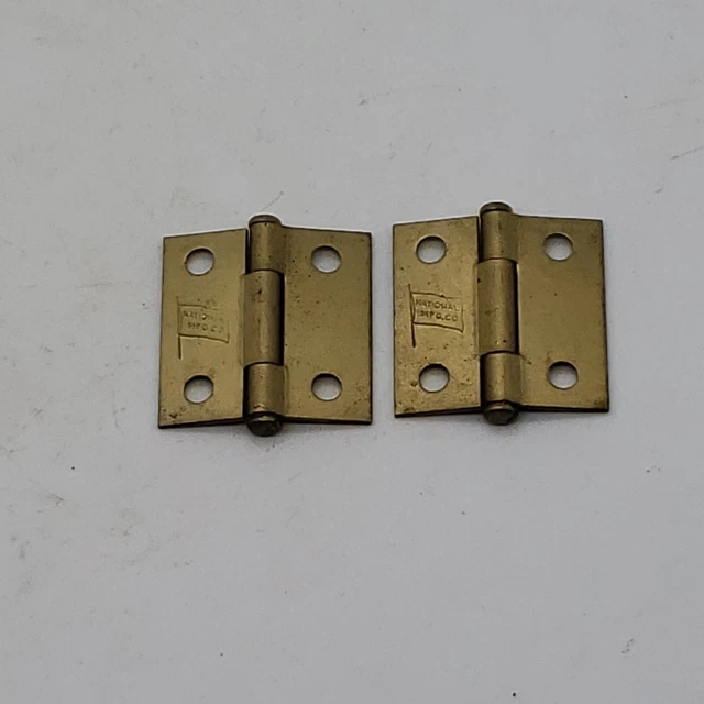 Hinges Four-hole Mounting Brass Matching Pair Set Vintage Type National Man Co.