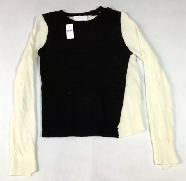 A.L.C Womens Wool Sweater Sz M Black Ivory Colorblock Long Sleeve NWT MSRP $295