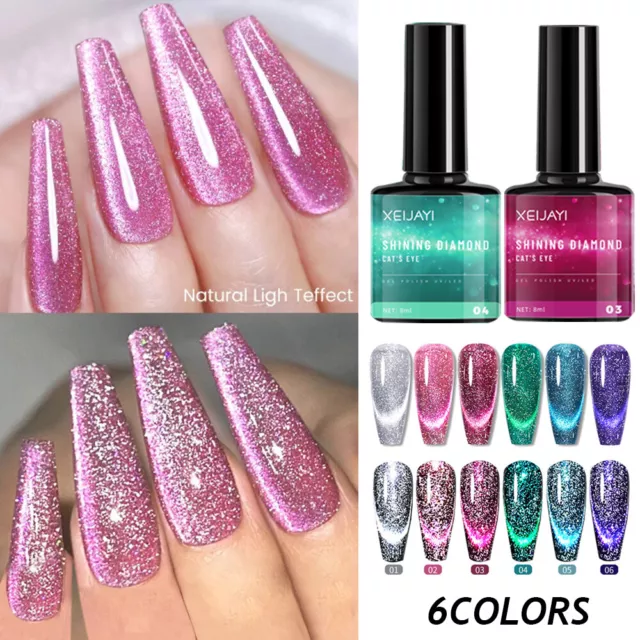 Vernis De Manucure Semi-Permanent 2 Pièces Diamant Œil De Chat Gel Uv Nail F