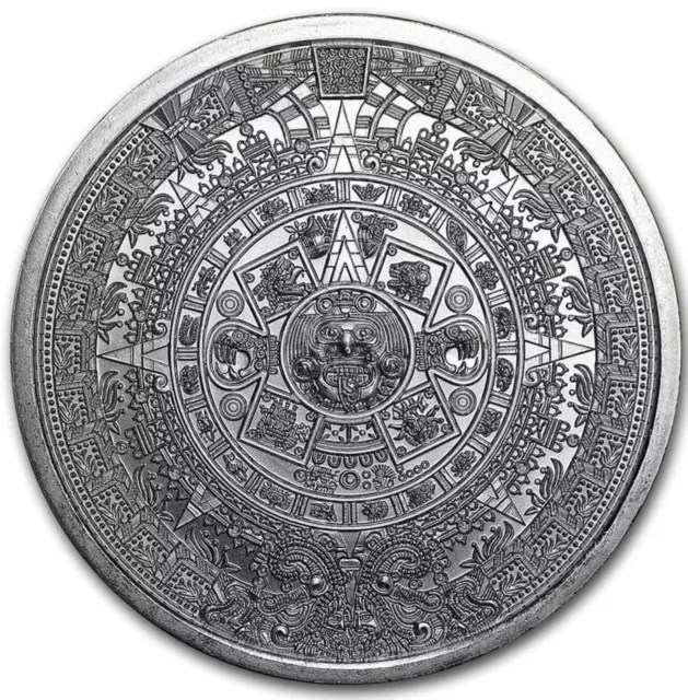 1 oz Golden State Mint Silver Round Aztec Mayan Calendar .999 Fine In Capsule