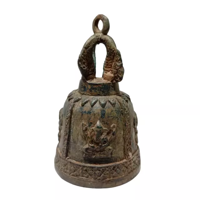 Thai Temple Bell Elephant God Ganesh Antique Style Brass Clapper Hanging Decor