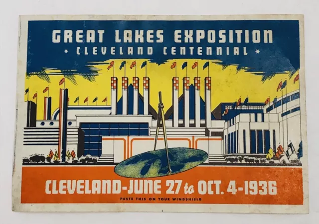 1936 Great Lakes Exposition Cleveland Centennial Ohio Label Windshield Decal