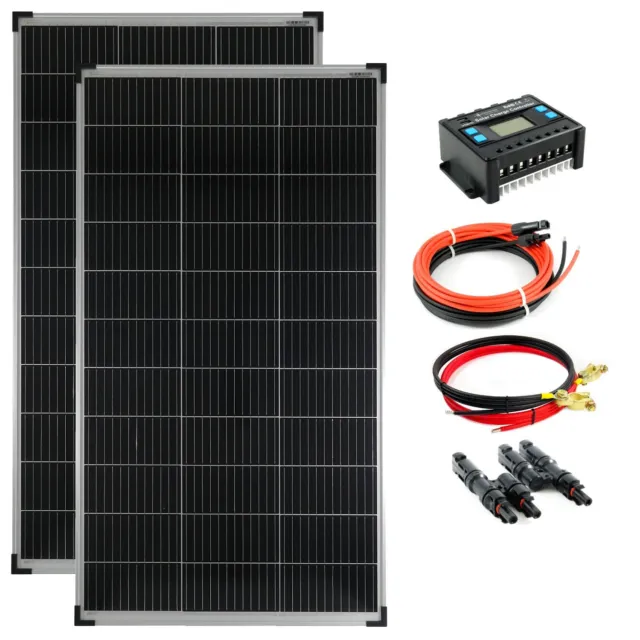 Ensemble Complet 2x140 Watt Module Régulateur de Charge Câble Photovoltaïque