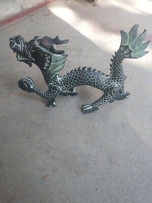 Rare Collection Chinese Folk Old Bronze Handwork Dragon Statue