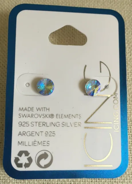 NEW on Card ICING .925 Sterling Silver SWAROVSKI Pierced Earrings