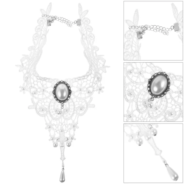 Blanche Dentelle Collier Mariée Accessoires Pendentif Tour Cou