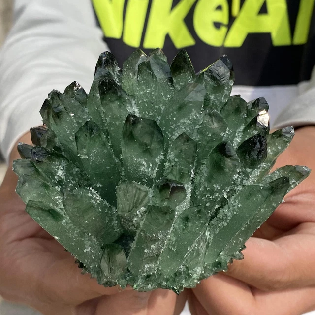 1.30LB New Find Green Phantom Quartz Crystal Cluster Mineral Specimen Healing 11