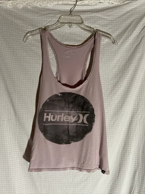 Hurley Womens Top Size Medium Nike Dri Fit Graphic Tank Cut Out Back New